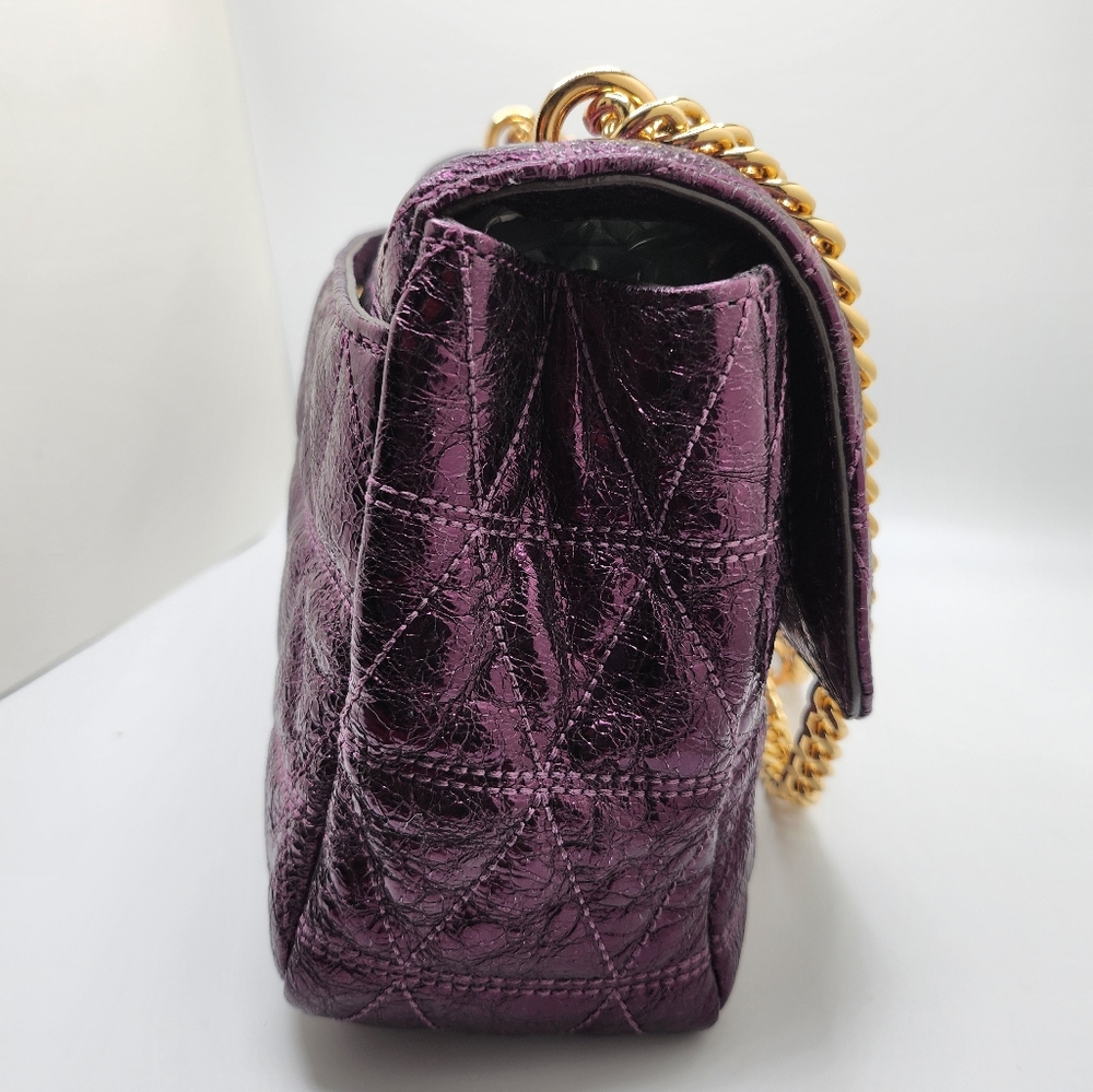 Michael Kors Sloan Large Chain Shoulder Bag damson pyramid quilt leather - Picture 6 of 12